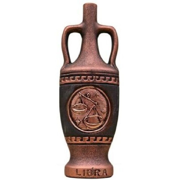 Керамична бутилка с червено вино, Зодиак Везни, Кафяв, 0, 750 L