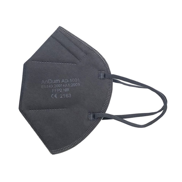Maszk színe Szürke FFP2, 5 rétegű, egyenként csomagolva, CE 2163 szabványnak megfelel