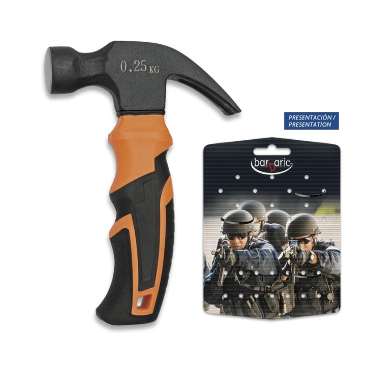 Albainox Mini-Hammer, gumírozott, fekete/narancs, 16cm