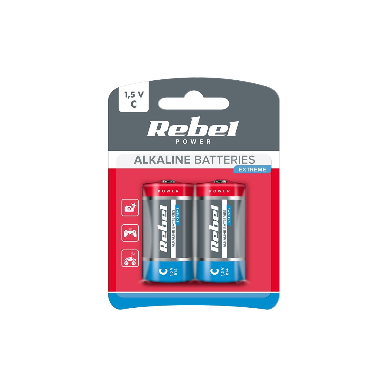 Set 2 baterii superalcaline Rebel Extreme, marime C (R14), 1.5V - eMAG.ro