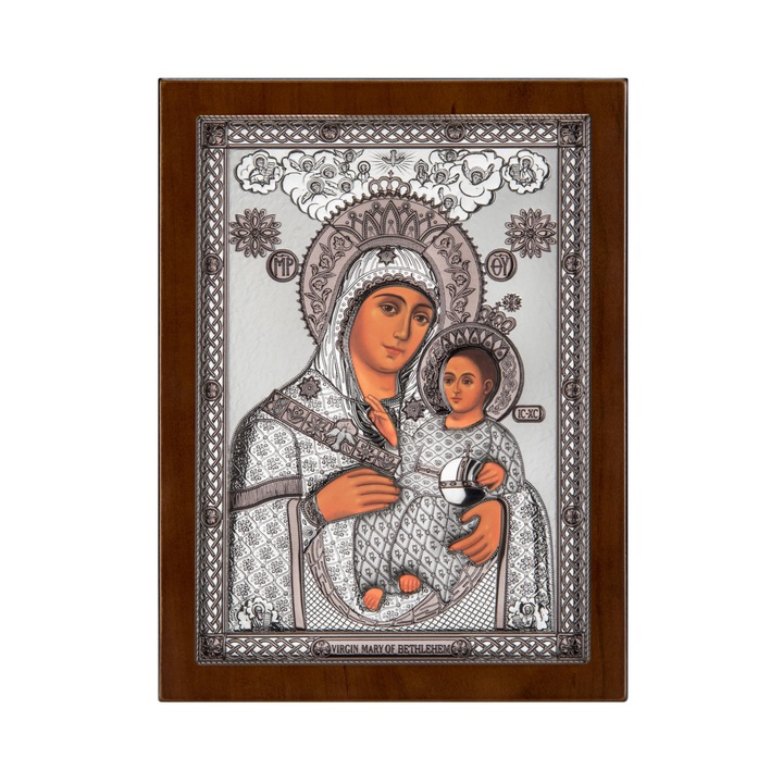 Icoana placata cu argint Maica Domnului din Betlehem AE0852/4S 16, 5x21, 5cm