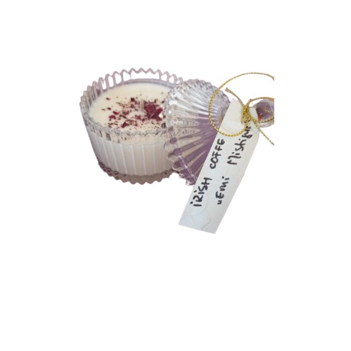 Természetes illatú gyertya szójaviaszból ír kávé aromájával, 100 g, fehér, 24 órás égési idő