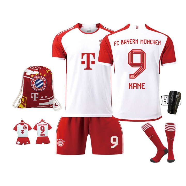 Байерн Мюнхен Домашна футболна екипировка 2023-2024, тениска и екип, Червен/Бял, M