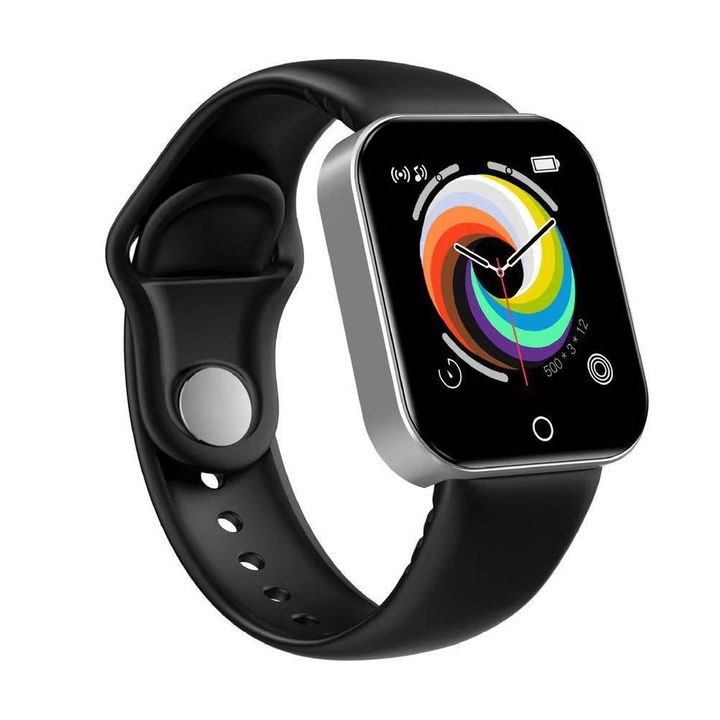 I7 okoskarkötő fekete pulzus, véroxigén, vérnyomás-mérő, alvásfigyelés AMO-10035