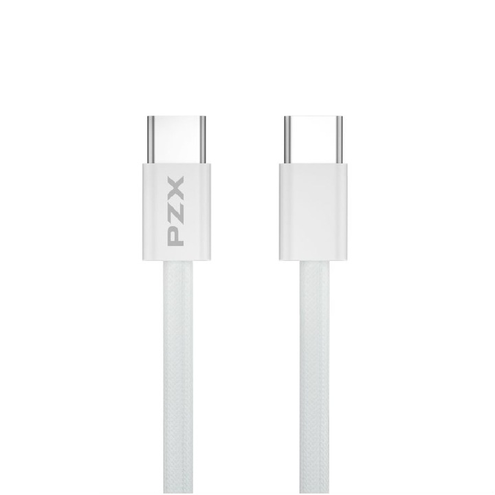 Кабел за данни/зареждане PZX V195, USB Type-C към USB Type-C 60W, 1м, бял