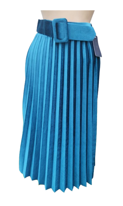 Fusta plisata scurta din catifea, Verde, 3XL