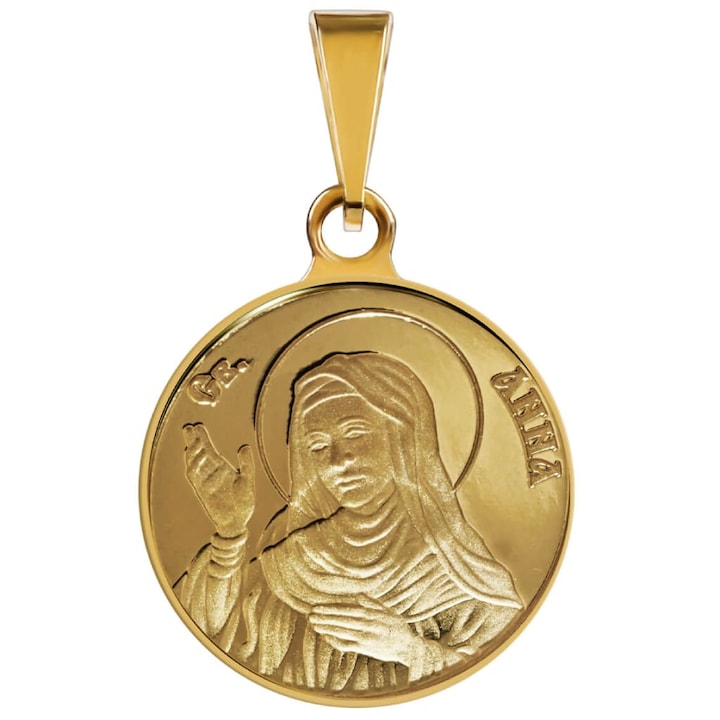 Medalion de aur Sfanta Ana, Greutate: ~2 g./ 0.06 oz, Grosime: 1 mm, Marimea: 16 mm, 18k