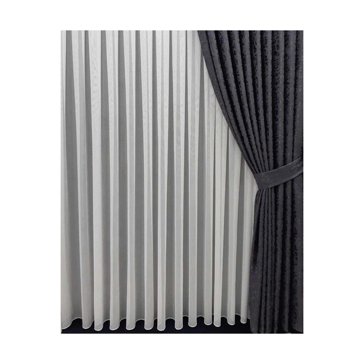 Perdea pentru dormitor, alba, lucrata pe pliuri manuale, 280 x 250 cm