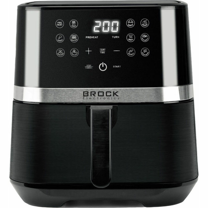 Brock DAF 6502, Forrólevegős sütő, Air fryer, 1800 W, 6,5L, 12 program, Digitális, Fekete