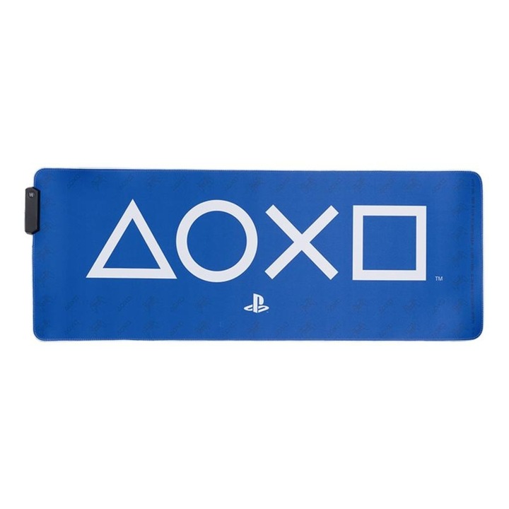 Paladone PP11443PS PlayStation, L, 80 x 30 cm, csúszásmentes Kék-Fehér gamer billentyűzet és egérpad