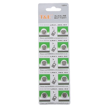 Set 10 baterii alcaline T&E AG3/LR41/LR736/392, 1.55V, metal, 7.9mm