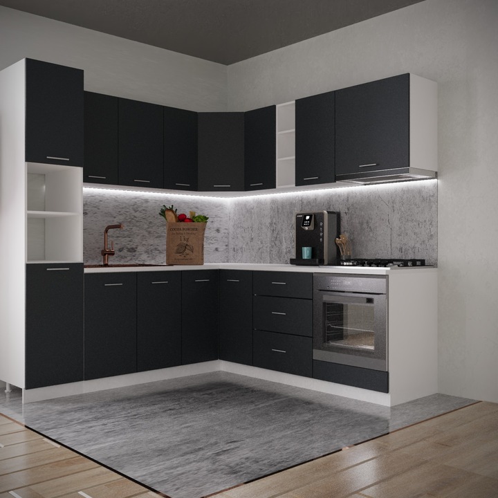 Bucatarie Sena Colt 2.2m x 2.2 m Gri Antracit