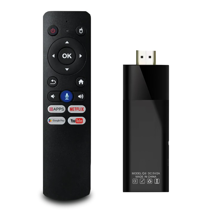 Media player, Q6 Stick, 8 GB, 4K, Compatibil Android