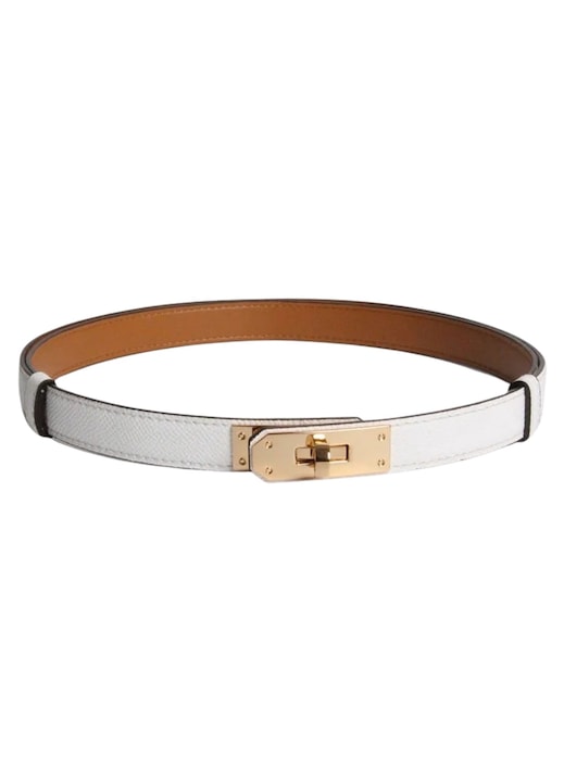 Дамски колан Edibazzar, регулируем, екологична кожа, бяло/златисто, 1.8x95см