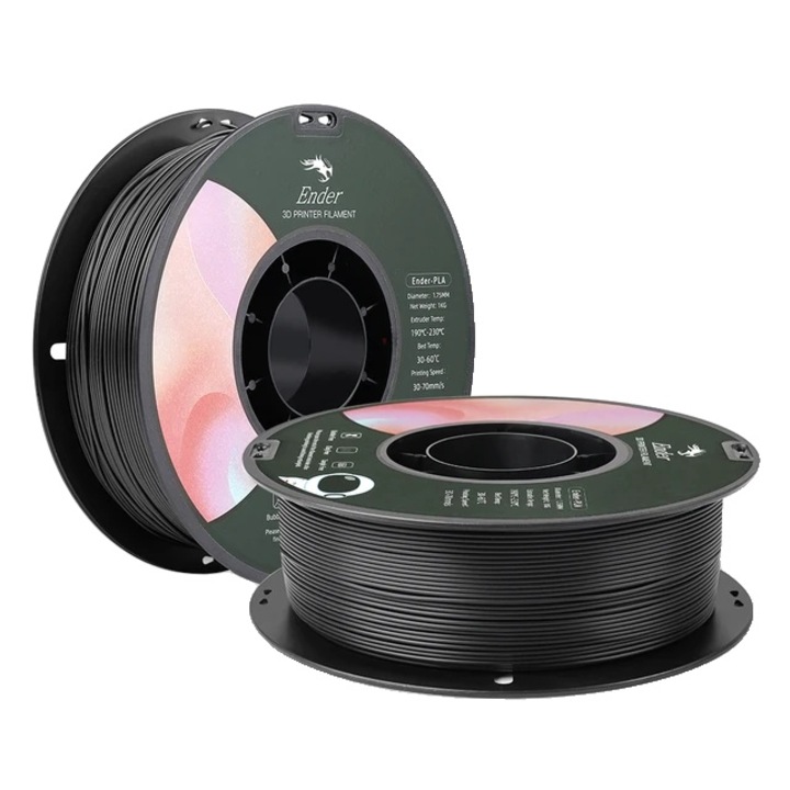 Set 2 Role Filament PLA, Ender, pentru Imprimante 3D, 1.75mm, negru, 2x1KG