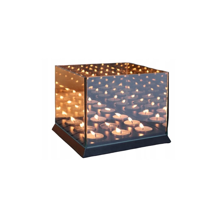 Sfesnic oglinda cu baza din lemn, 14,5x14,5x11cm