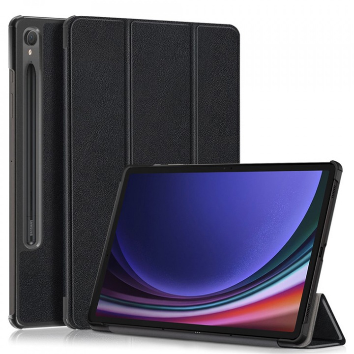 Husa tableta pentru Samsung Galaxy Tab S9 / Galaxy Tab S9 FE cu suport Multi-Unghi si functie Sleep/Wake, SKYDDAR FoldVision - Negru