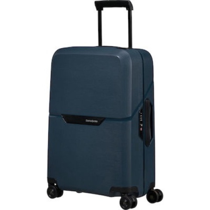 Куфар Samsonite Magnum Eco 55, Рециклиран полипропилен, TSA, 4 колела, Тъмносин, 55x40x20 см