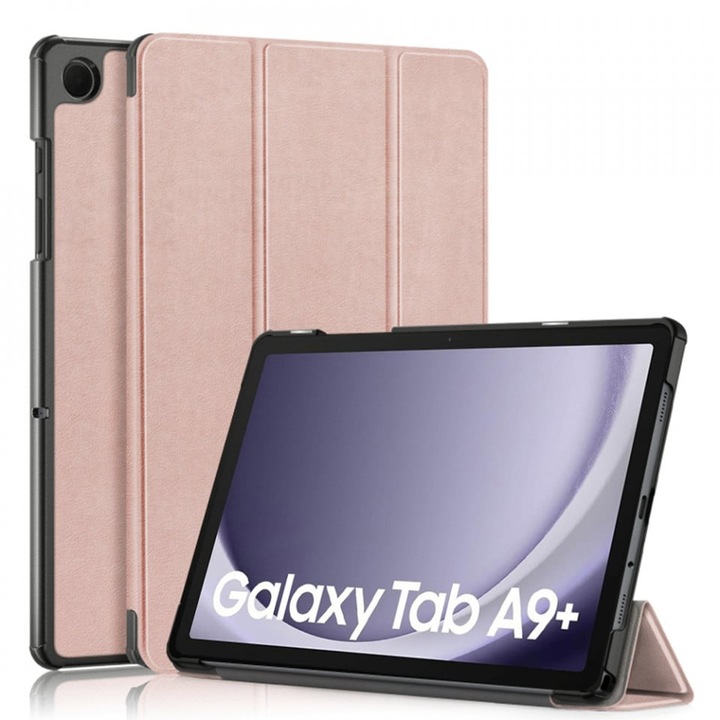 Husa tableta pentru Samsung Galaxy Tab A9 Plus cu suport Multi-Unghi si functie Sleep/Wake, SKYDDAR FoldVision - Roz