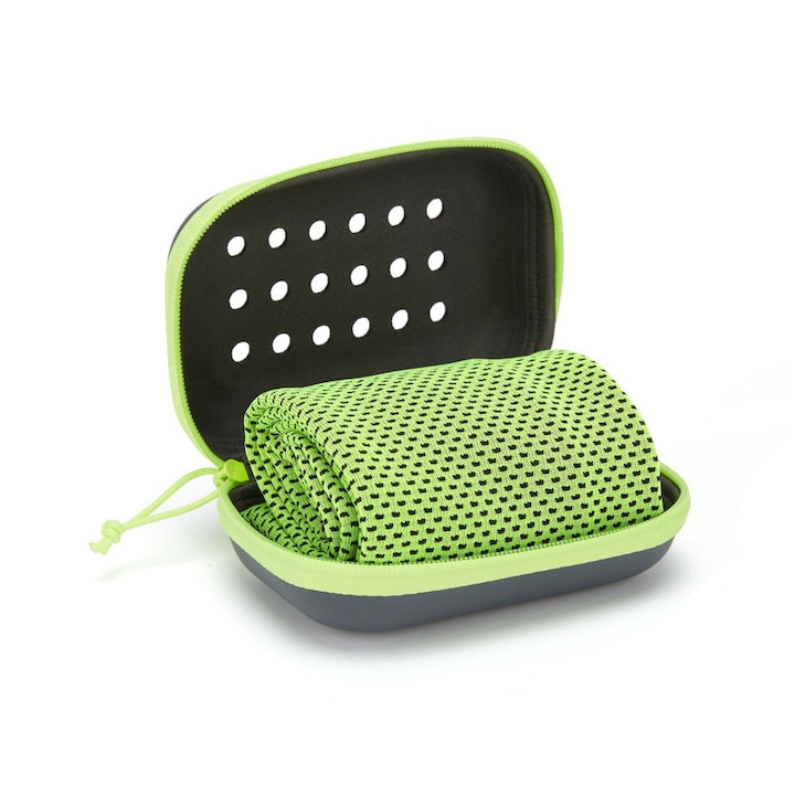 Prosop sport, racoritor, absorbant, rapid uscare, Poliester, 30 x 100cm, Verde