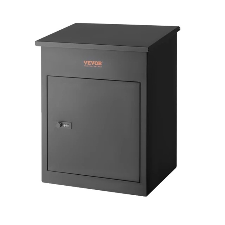 Lopásgátló postaláda, vízálló, kapacitása 70 csomag, falra szerelhető, 44x35x58cm, fekete