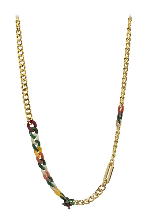 Marc Malone, Colier din otel inoxidabil cu insertii contrastante, Verde, Auriu, Galben