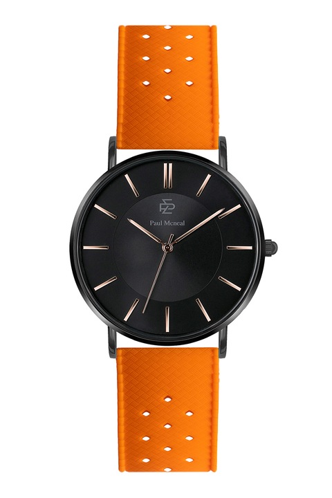Paul McNeal, Кварцов часовник със силиконова каишка, Черен, Оранжев