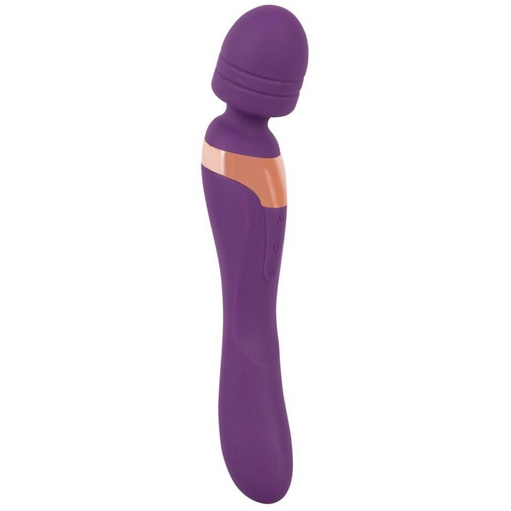 Вибратор и масажор 2 в 1, силикон и пластмаса, 8 режима на вибрация, лилав, 21.8x3.8см