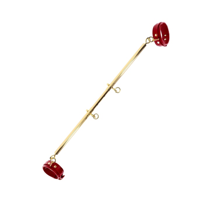 Bara Reglabila cu Catuse pentru Glezna, Piele Vegana, Rosu, 60-104cm, Set BDSM