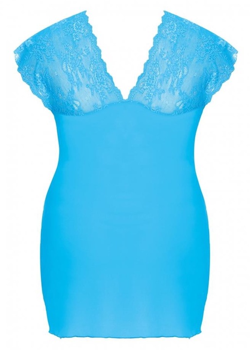 Anais OFEELY szexi fehérnemű, finom anyag, érzéki nyakkivágás, csipke, kék XL