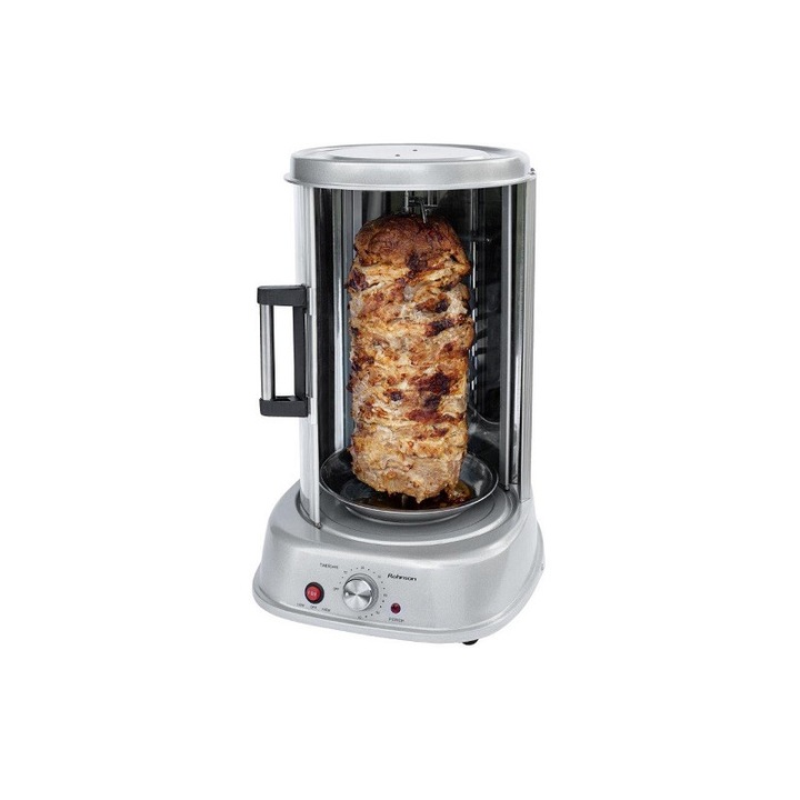 Вертикален грил Rohnson R-2540, 1800W, Гирос, Пиле на грил, Шишчета, Дюнер, Сребрист