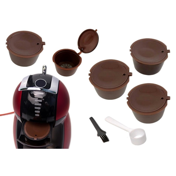 Комплект от 5 капсули за многократна употреба за машини Dolce Gusto - кафяв