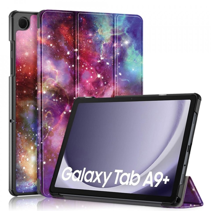 Husa tableta pentru Samsung Galaxy Tab A9 Plus cu suport Multi-Unghi si functie Sleep/Wake, SKYDDAR FoldVision Colour - Galaxy
