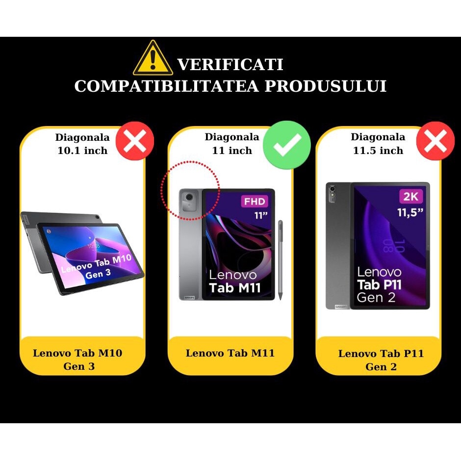 Husa tableta pentru Lenovo Tab M11 cu suport Multi-Unghi si functie Sleep/Wake, SKYDDAR FoldVision - Negru