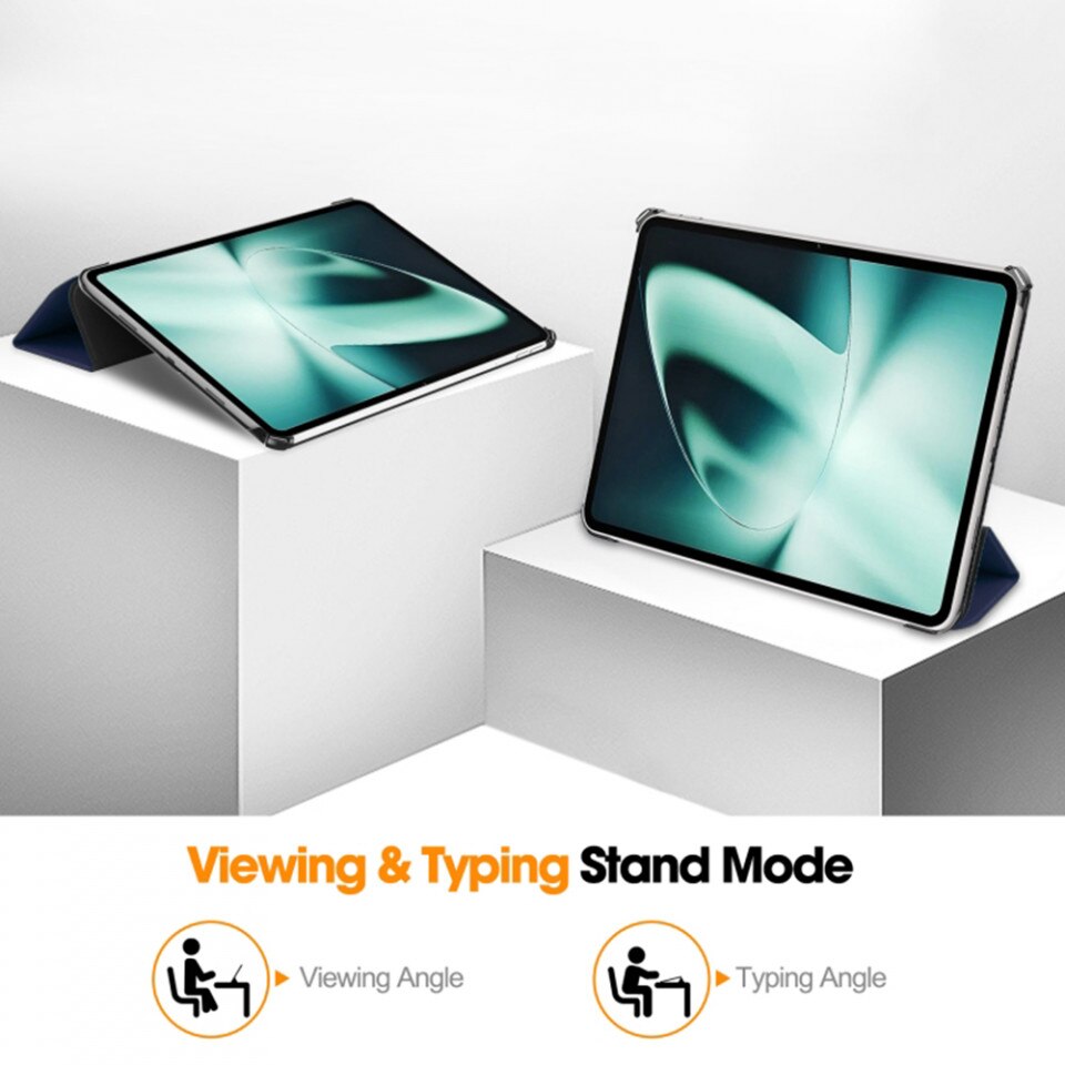 Husa tableta pentru OnePlus Pad cu suport Multi-Unghi si functie Sleep/Wake, SKYDDAR FoldVision - Albastru