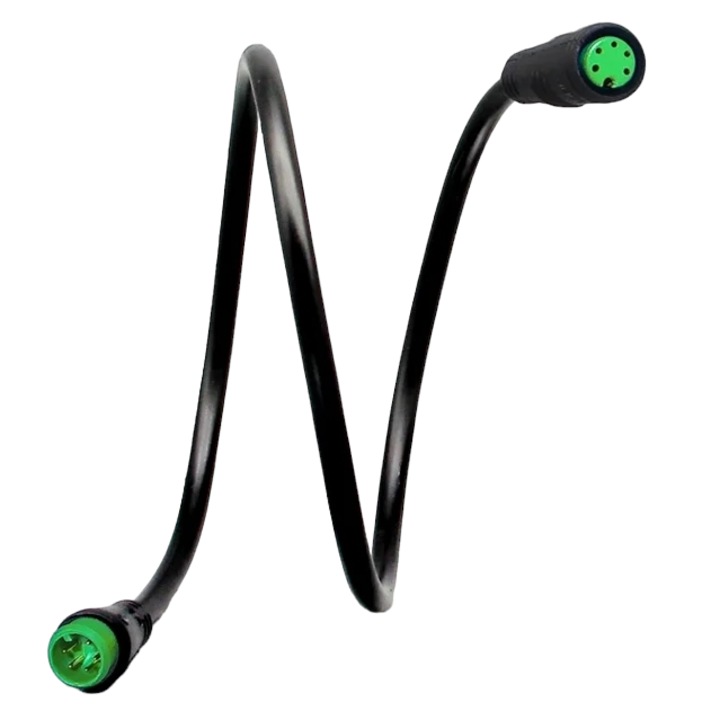 Cablu display Julet, mufa 5 pini waterproof, 90cm, CUS7OMind, bicicleta electrica, montare universala, Black/Green