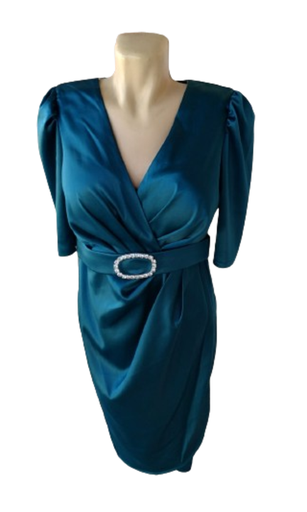Rochie de ocazie din satin, Verde, Verde