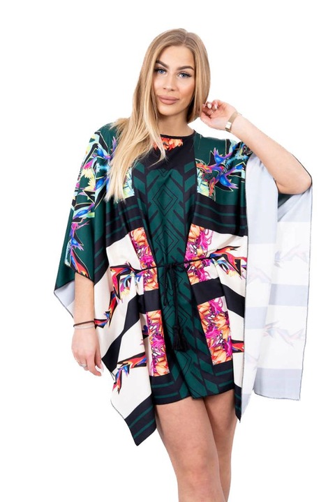 Дамска рокля с десен, Kesi, Eninete, зелена, Зелен, One Size