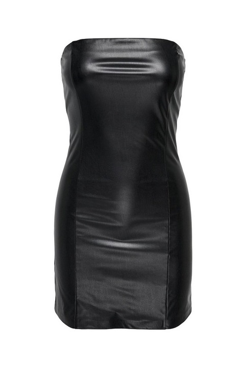 Тънка дамска рокля от изкуствена кожа, черна, само, размер S 36 EU