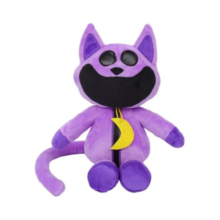 Jucarie de plus Smiling Critters, Cat Nap, Shop Like A Pro®, 27 cm, Mov
