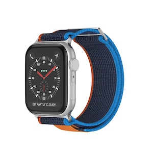 Curea Nailon Trail compatibila cu Apple Watch Ultra3/Ultra 2/Ultra/SE3/SE2/SE/11/10/9/8/7/6/5/4/3/2/1 - 42/44/45/46/49 MM CASEY STUDIOS™, Ajustabila, Respirabila, Material Textil, Albastru inchis