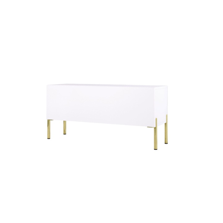 Falra akasztható TV szekrény 100 cm, matt fehér, arany lábakkal