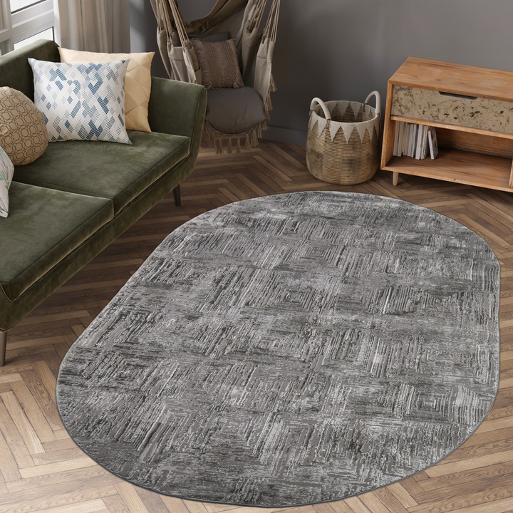 Covor Agora Paris 125 X 200 cm oval -2353B Gri
