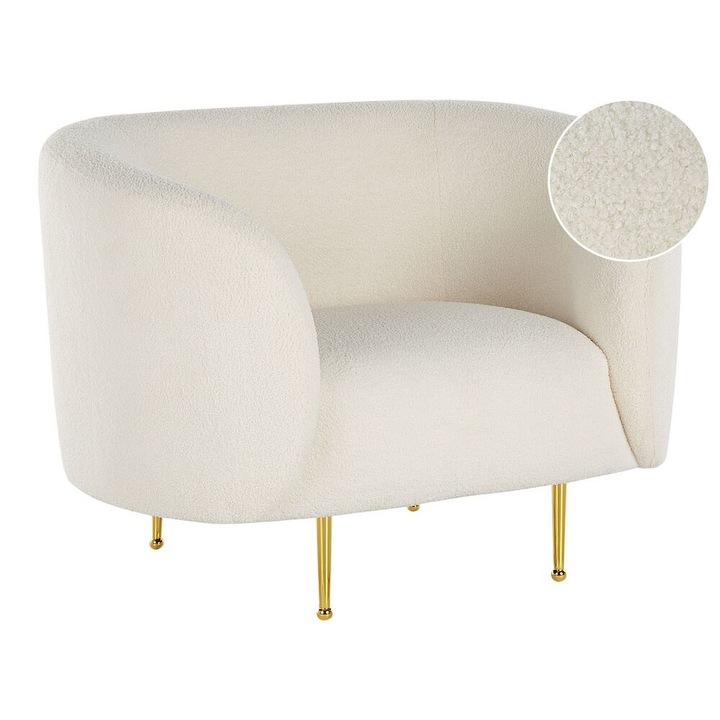 Fehér Buklé Szövet Fotel Loen