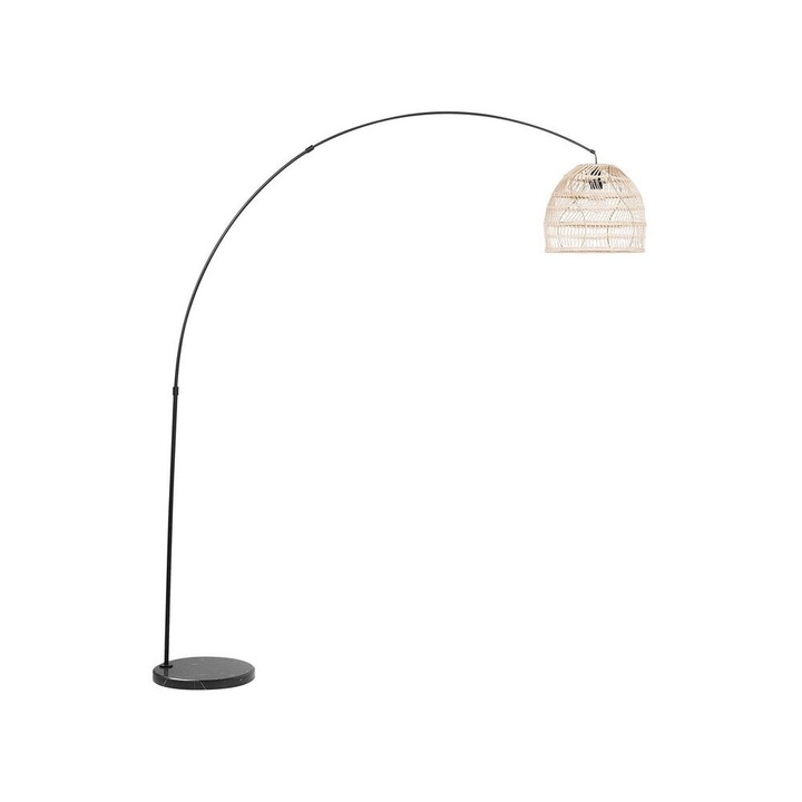 Fekete Fém Állólámpa Rattanbúrával 195 cm Guaviare