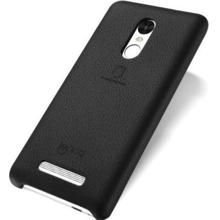 Husa telefon, Lenuo, Piele, Compatibil cu Xiaomi Redmi Note 3, Negru
