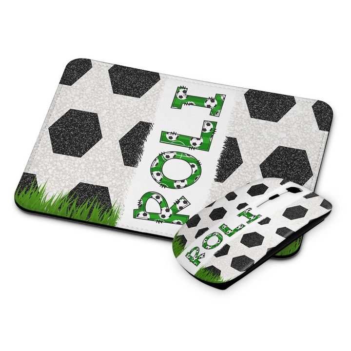 Безжична мишка и подложка Roli, Футболна, Бял