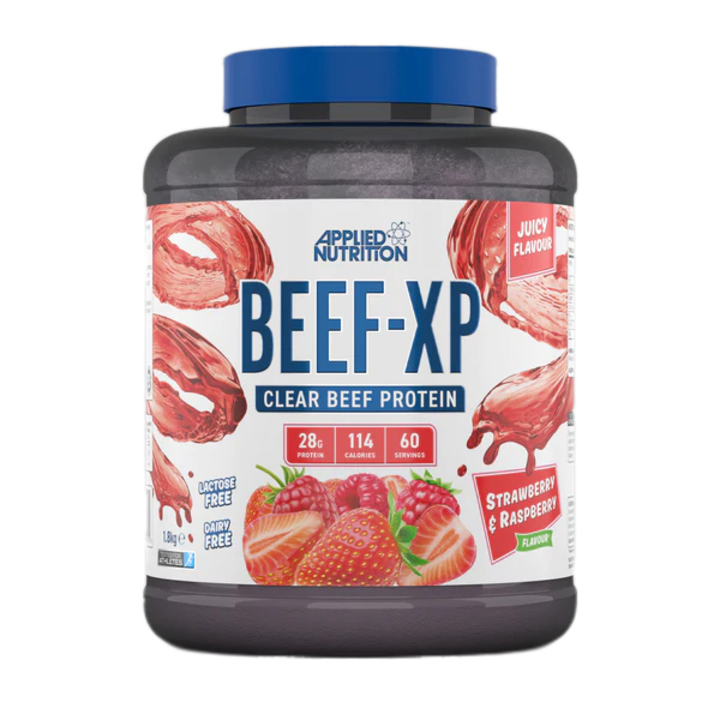 Proteine APPLIED NUTRITION Beef-Xp, fara lactoza, aroma de capsuni si zmeura, 1800gr