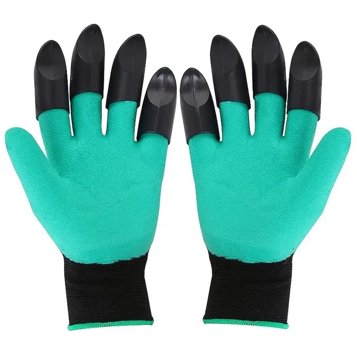 Manusi de protectie pentru gradinarit cu gheare NEXTLY, pentru sapat, plantat, plivit, anti-taiere, waterproof, material respirabil, universale, verde-negru