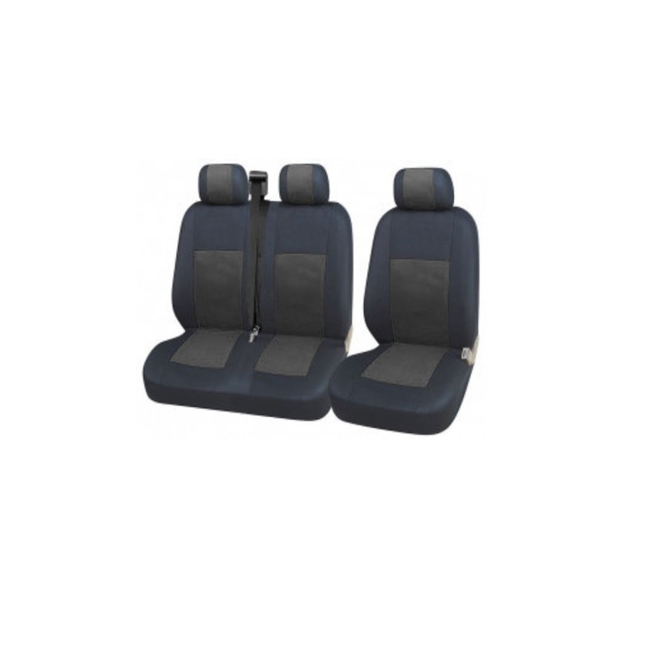 Комплект калъфи за автомобилни седалки, универсални, предни 2+1, 7 части, текстил, черно с червено